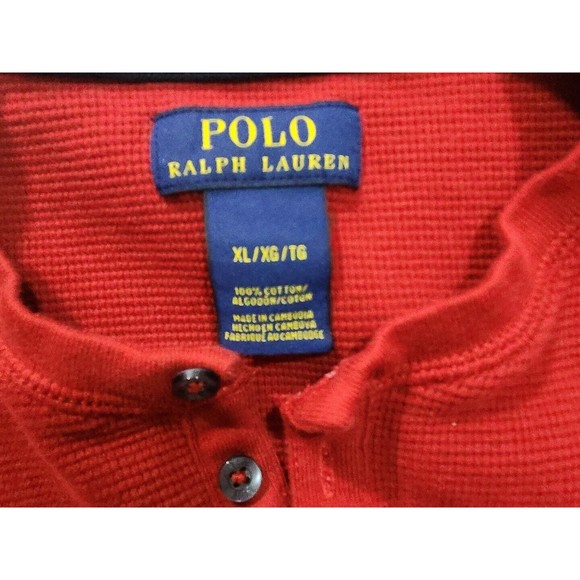 Ralph lauren Polo Button Up red Thermal Shirt XL - Picture 4 of 6